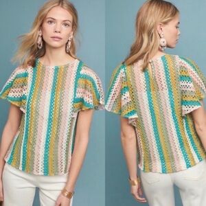 NWT Eva Franco Anthropologie crochet top. Lined Butterfly sleeves. Gorgeous